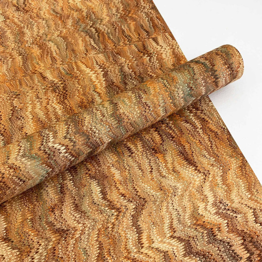 Hand Marbled Paper Petite Combed Pattern in Yellows ~ Berretti Marbled Arts
